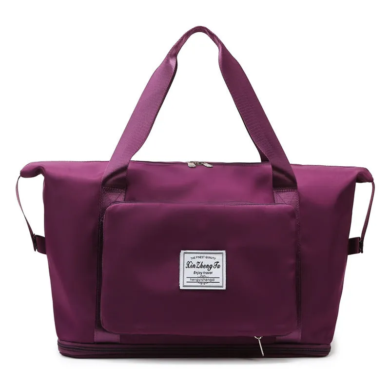 Oxford cloth travel bag in horizontal square shape with black colour and zip closure