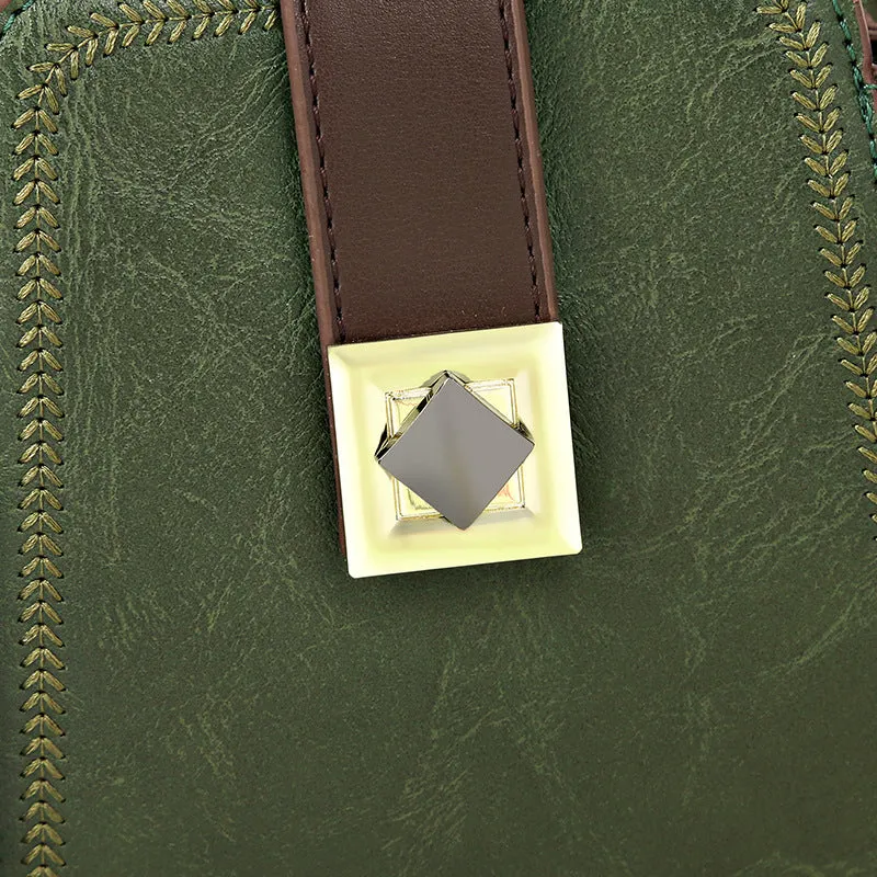 Women's retro soft leather-textured PU shoulder crossbody handbag in brown with sandwich pocket and mobile phone pocket