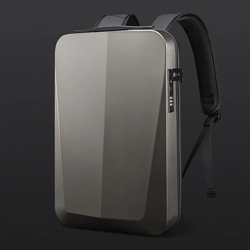 PC blister hard case computer bag with combination lock in silver, 45x30x8cm, business commuting style