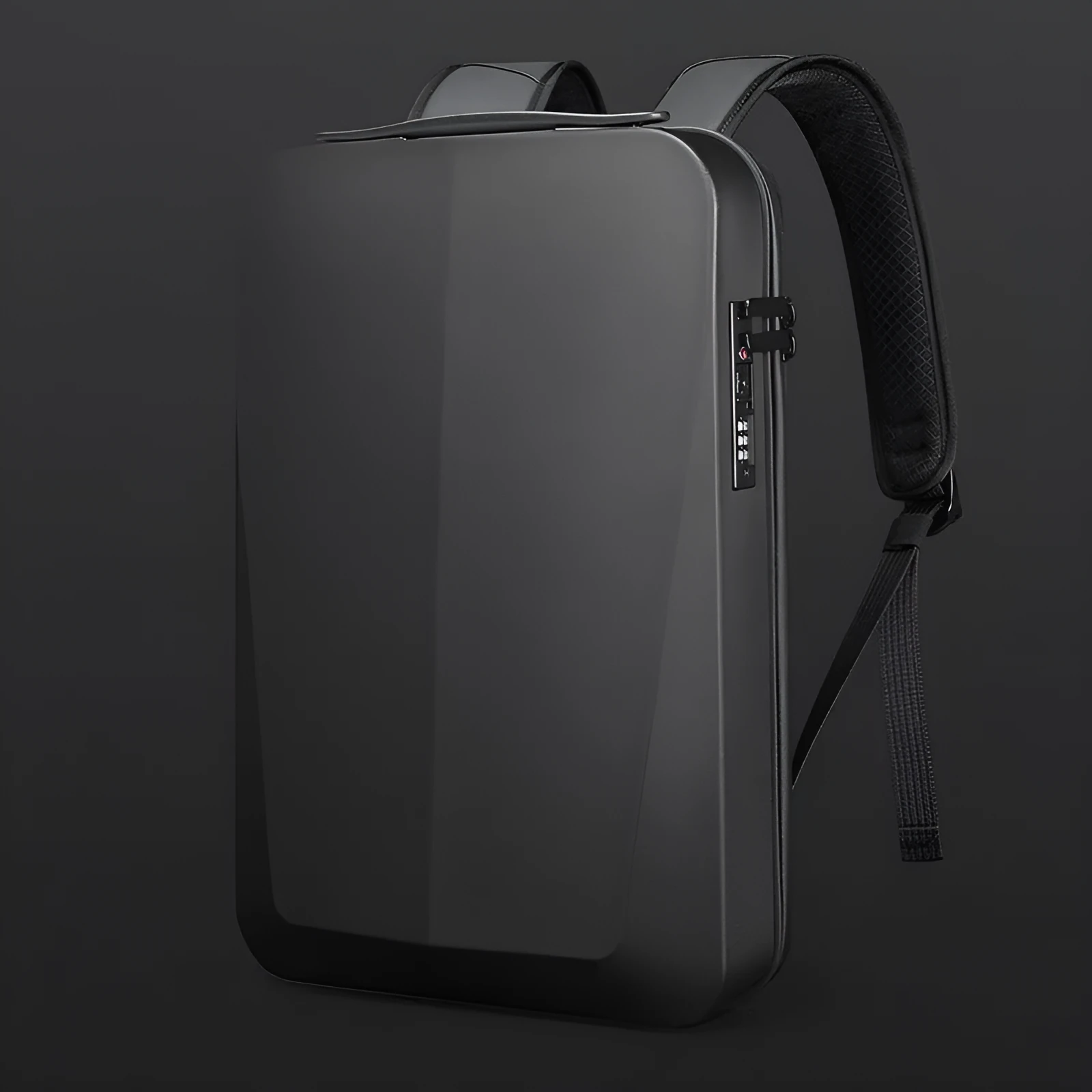 PC blister hard case computer bag with combination lock in silver, 45x30x8cm, business commuting style