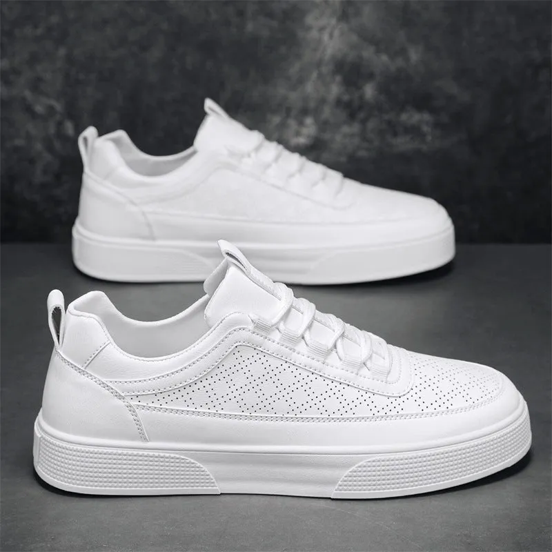 White and white khaki casual board shoes with thick bottom and lace-up closure