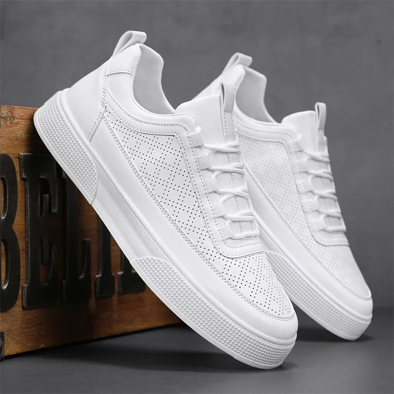 White and white khaki casual board shoes with thick bottom and lace-up closure