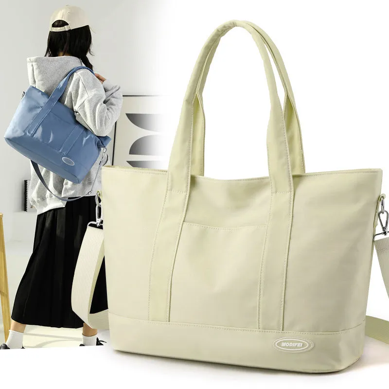 Large capacity nylon tote bag for women in casual Korean style solid colour shoulder bag 38x28x14cm