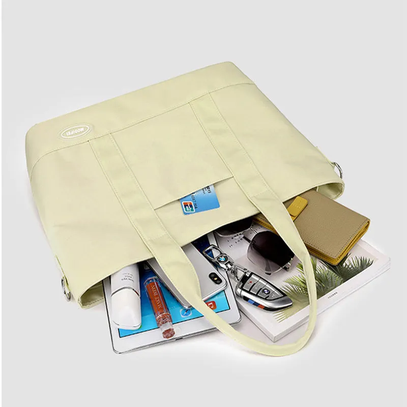 Large capacity nylon tote bag for women in casual Korean style solid colour shoulder bag 38x28x14cm