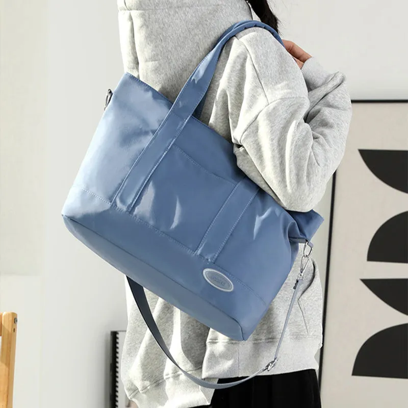 Large capacity nylon tote bag for women in casual Korean style solid colour shoulder bag 38x28x14cm