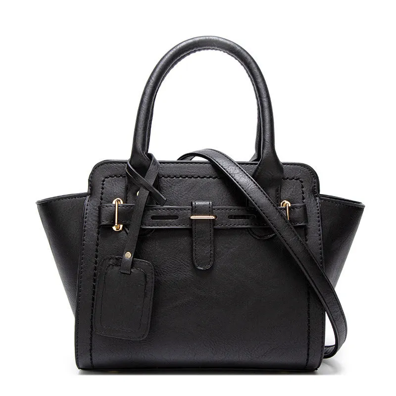 Large PU single shoulder messenger bag women's handbag horizontal square shape black colour