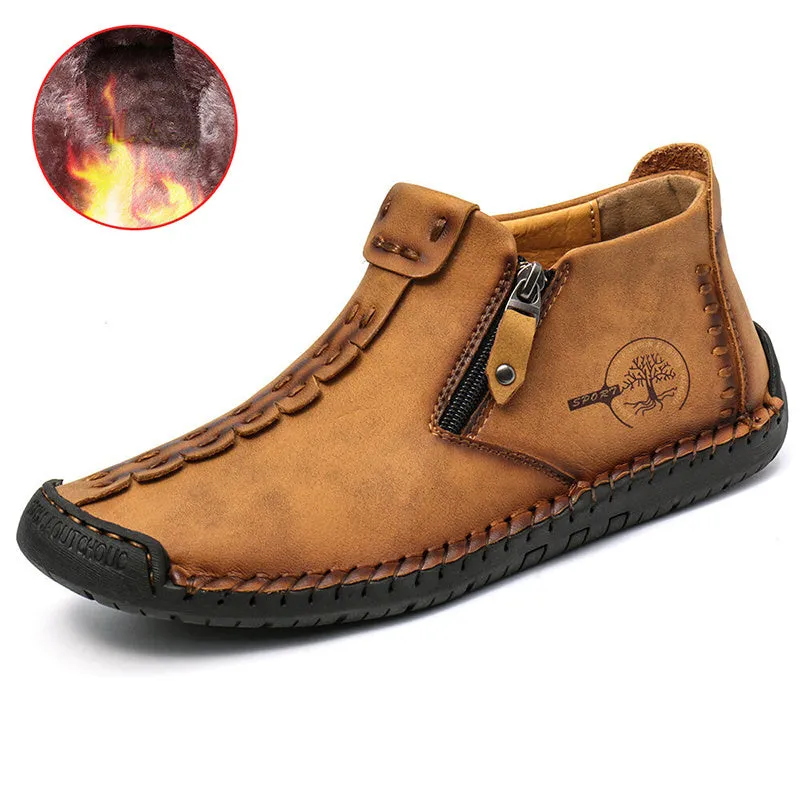 Men's Martin ankle boots with side zipper, microfiber upper and rubber sole in multiple colours including black and khaki