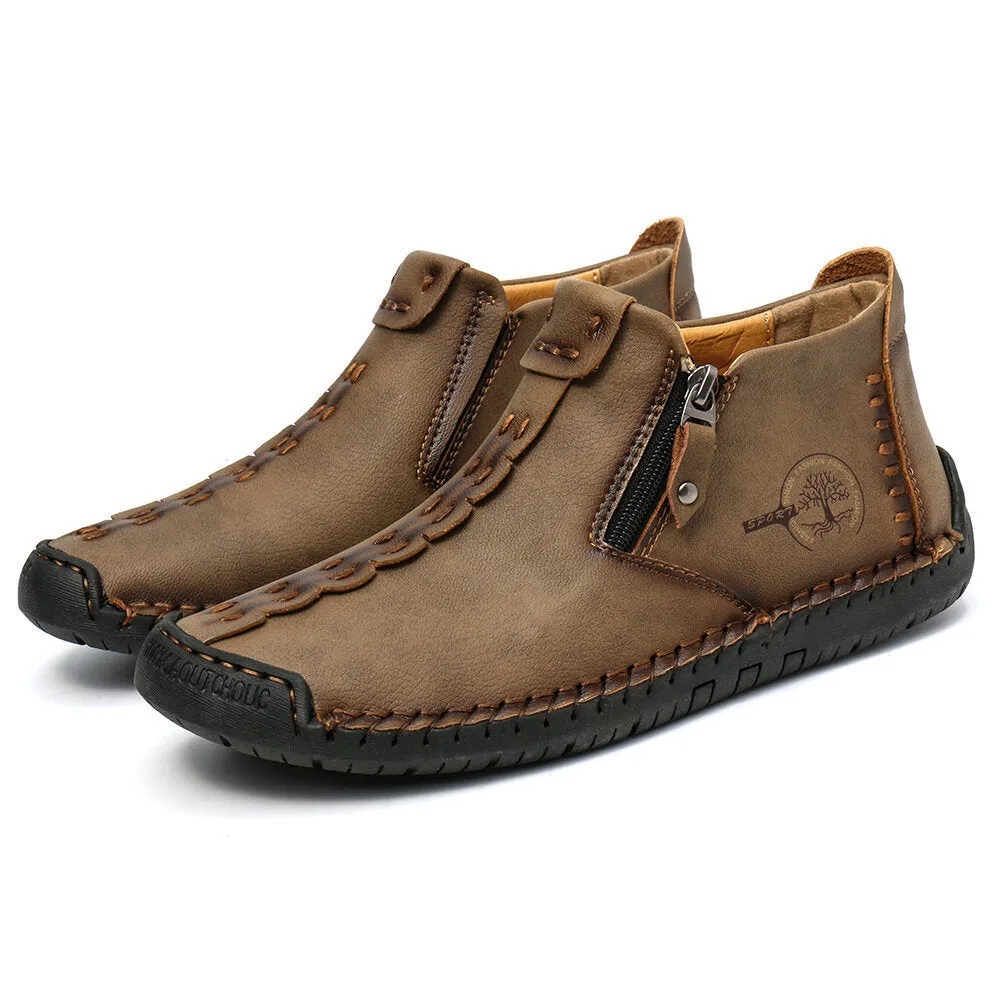 Men's Martin ankle boots with side zipper, microfiber upper and rubber sole in multiple colours including black and khaki