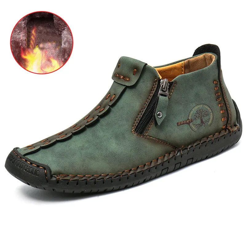 Men's Martin ankle boots with side zipper, microfiber upper and rubber sole in multiple colours including black and khaki