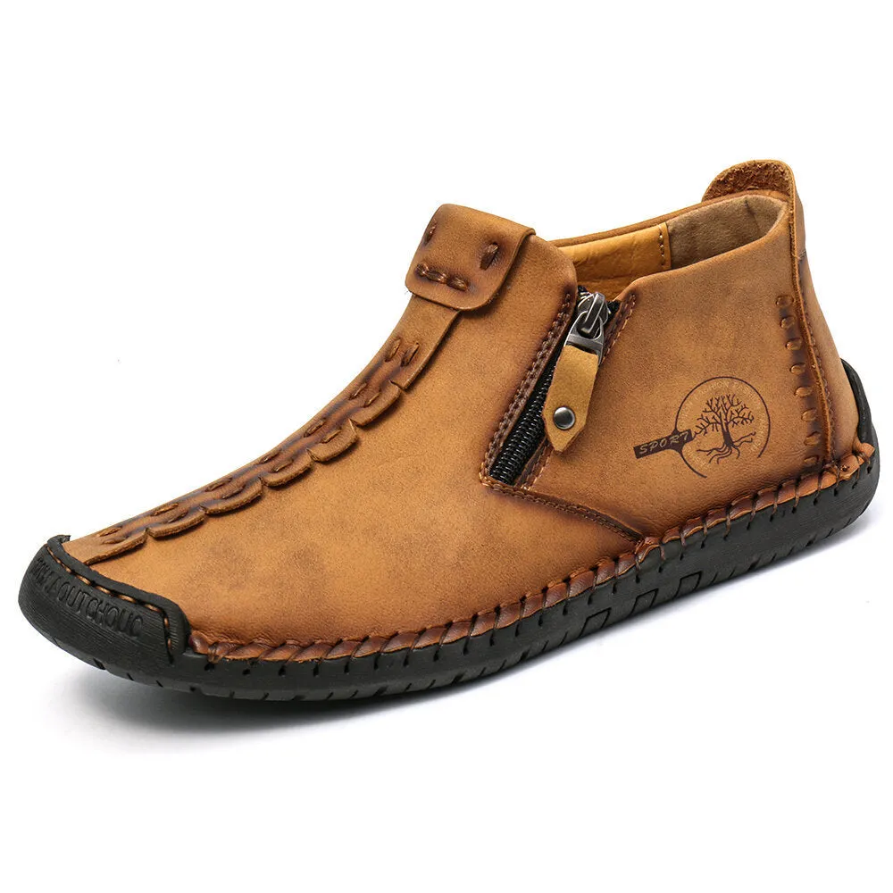 Men's Martin ankle boots with side zipper, microfiber upper and rubber sole in multiple colours including black and khaki
