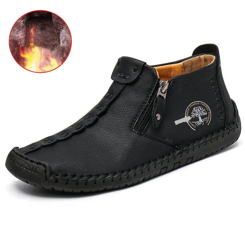 Men's Martin ankle boots with side zipper, microfiber upper and rubber sole in multiple colours including black and khaki