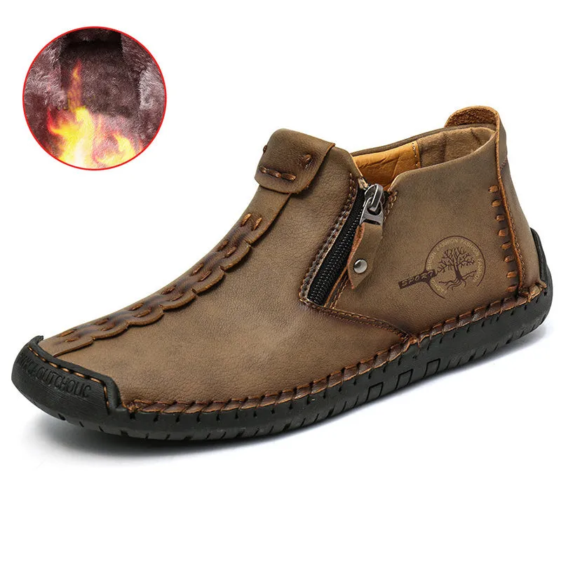 Men's Martin ankle boots with side zipper, microfiber upper and rubber sole in multiple colours including black and khaki