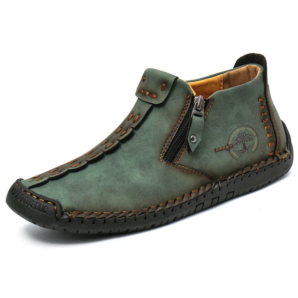 Men's Martin ankle boots with side zipper, microfiber upper and rubber sole in multiple colours including black and khaki