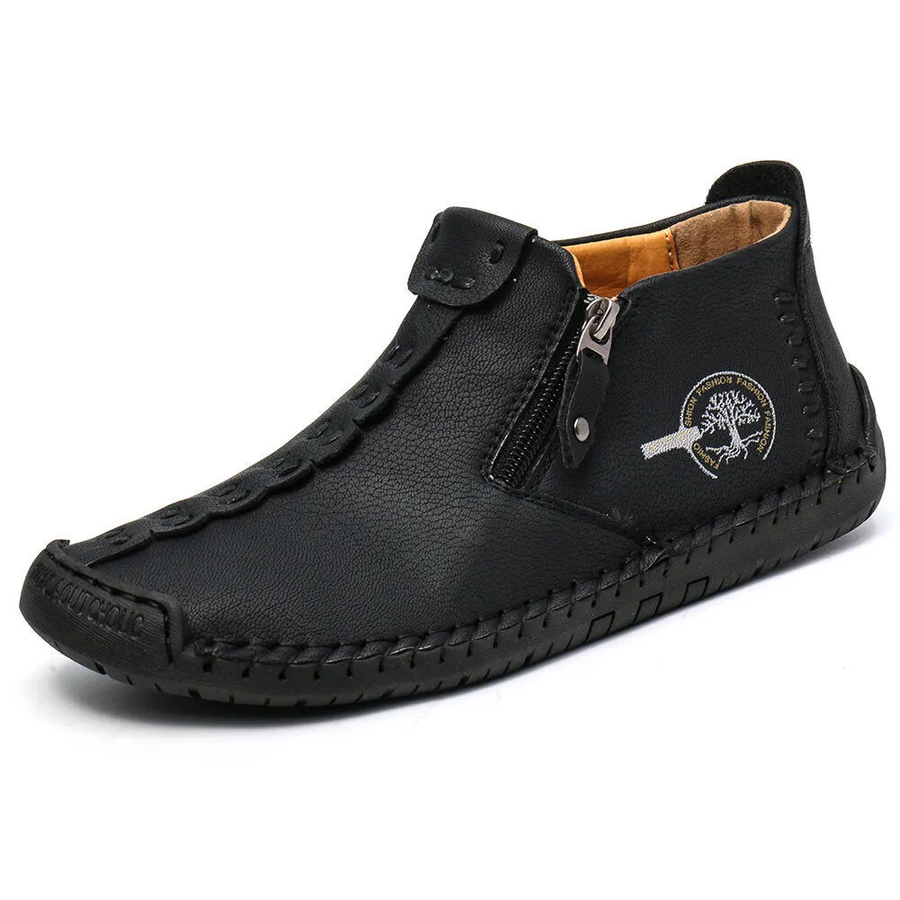 Men's Martin ankle boots with side zipper, microfiber upper and rubber sole in multiple colours including black and khaki