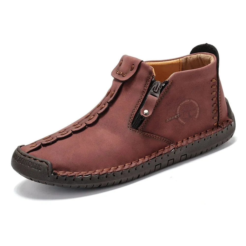 Men's Martin ankle boots with side zipper, microfiber upper and rubber sole in multiple colours including black and khaki