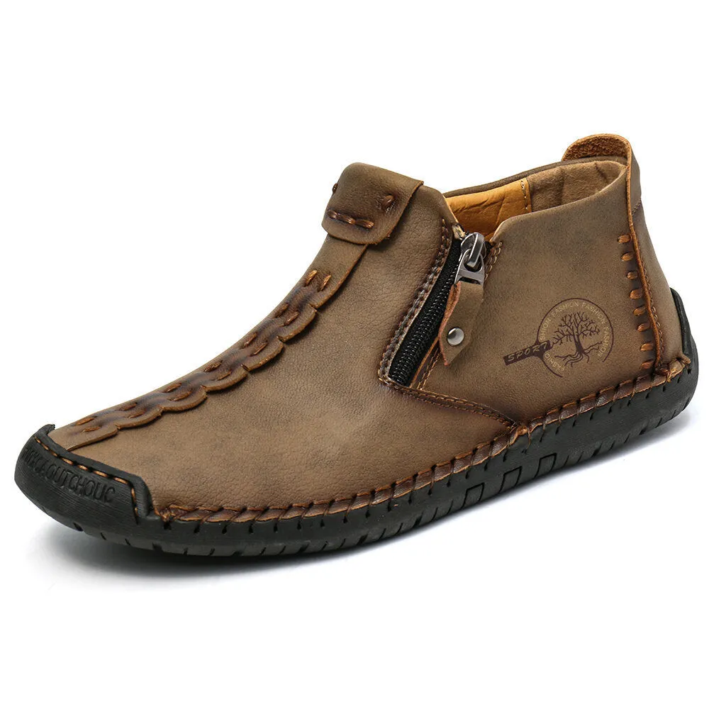 Men's Martin ankle boots with side zipper, microfiber upper and rubber sole in multiple colours including black and khaki