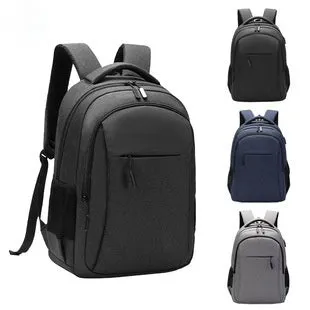Men's large capacity Oxford cloth backpack in solid colour with sewing thread details, fits 17 inch laptop