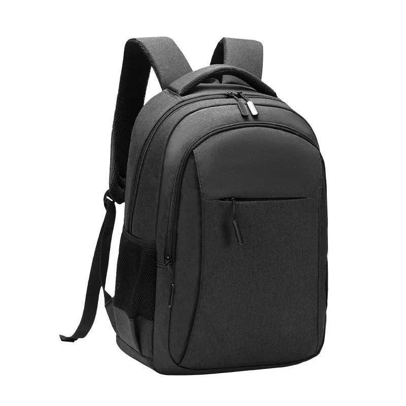 Men's large capacity Oxford cloth backpack in solid colour with sewing thread details, fits 17 inch laptop