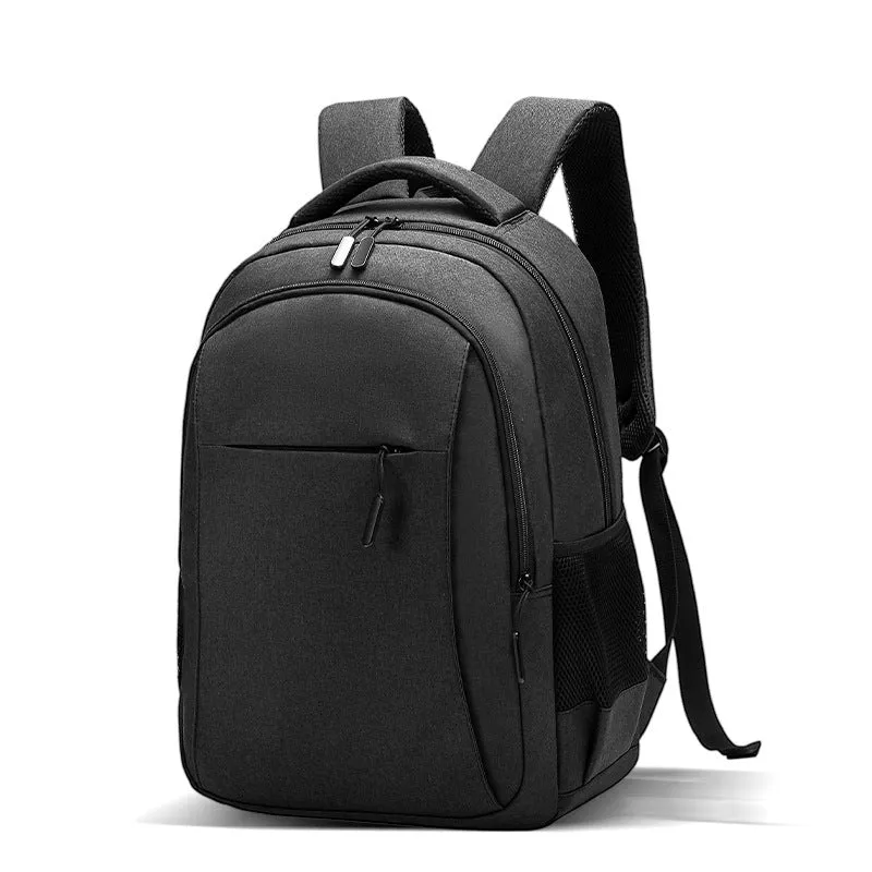 Men's large capacity Oxford cloth backpack in solid colour with sewing thread details, fits 17 inch laptop