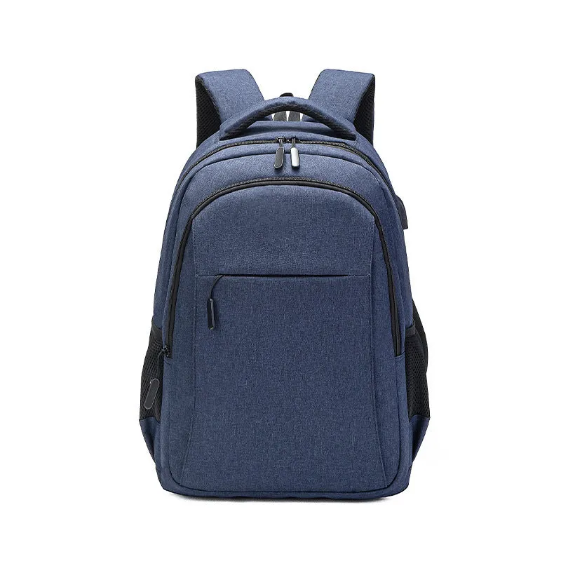 Men's large capacity Oxford cloth backpack in solid colour with sewing thread details, fits 17 inch laptop