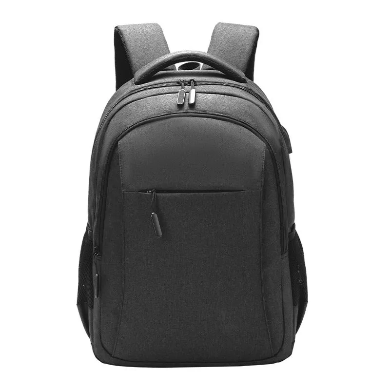 Men's large capacity Oxford cloth backpack in solid colour with sewing thread details, fits 17 inch laptop