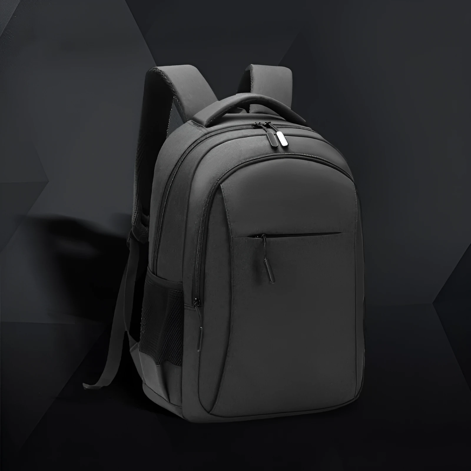 Men's large capacity Oxford cloth backpack in solid colour with sewing thread details, fits 17 inch laptop