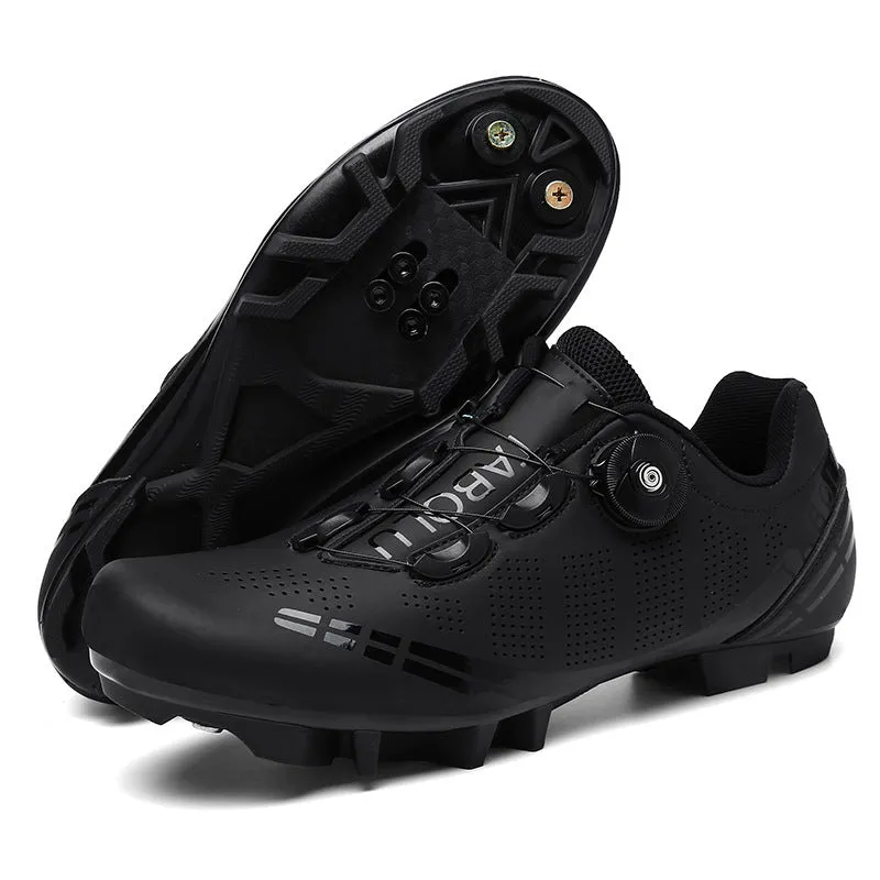 Breathable cycling shoes for men and women, PU upper, nylon outsole, elastic band closure, black colour