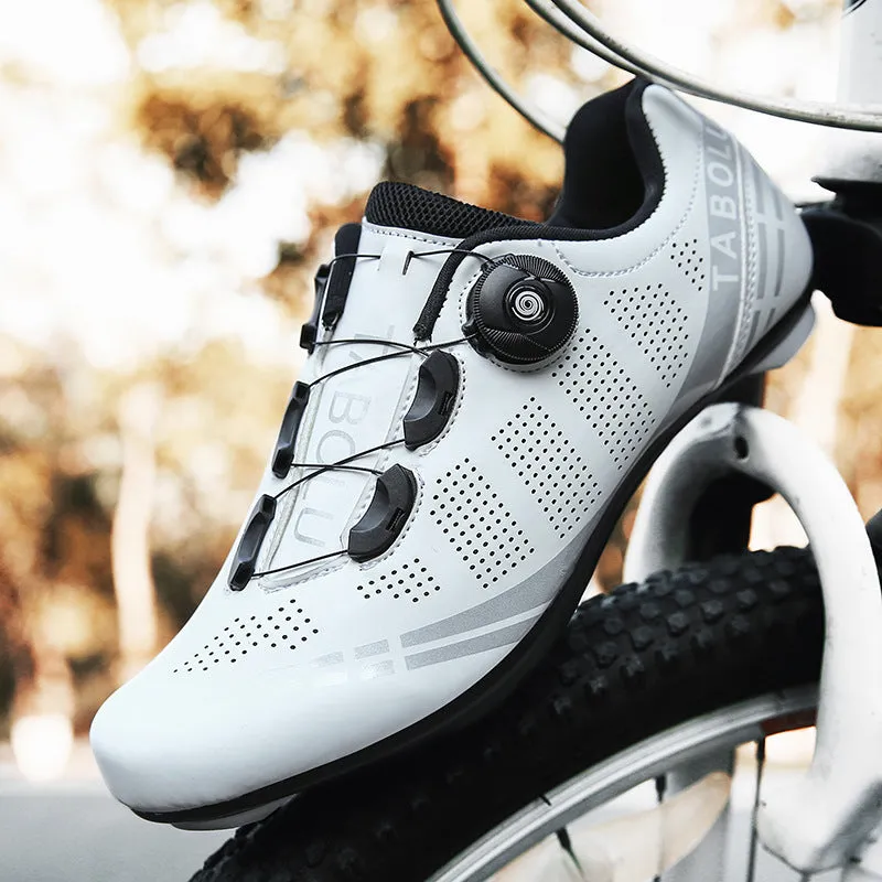 Breathable cycling shoes for men and women, PU upper, nylon outsole, elastic band closure, black colour
