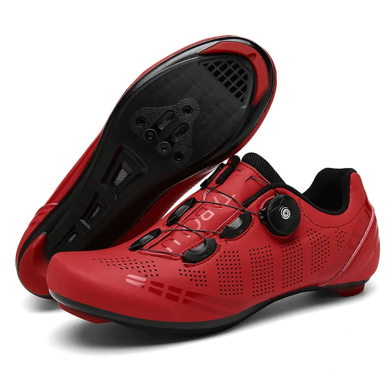 Breathable cycling shoes for men and women, PU upper, nylon outsole, elastic band closure, black colour