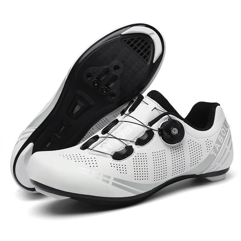 Breathable cycling shoes for men and women, PU upper, nylon outsole, elastic band closure, black colour
