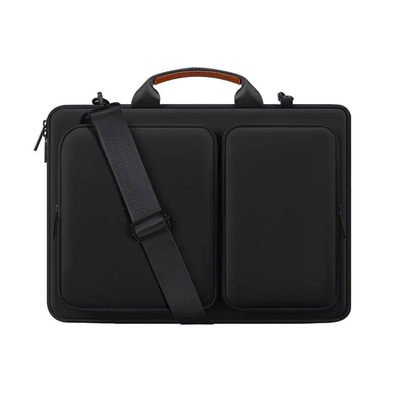 Men's black polyester laptop bag for 15.6 inch laptops, business travel style