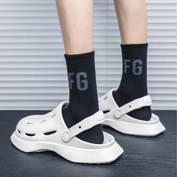 Beige EVA ankle-wrap clogs for garden and beach non-slip summer wear