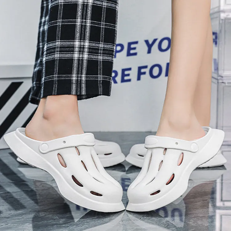 Beige EVA ankle-wrap clogs for garden and beach non-slip summer wear