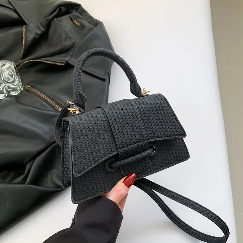 French fashion casual PU leather shoulder messenger crossbody bag for women in khaki with outer sandwich pocket