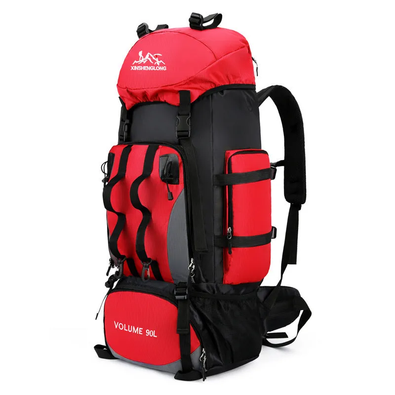 Outdoor hiking backpack for men in water repellent nylon solid colour design