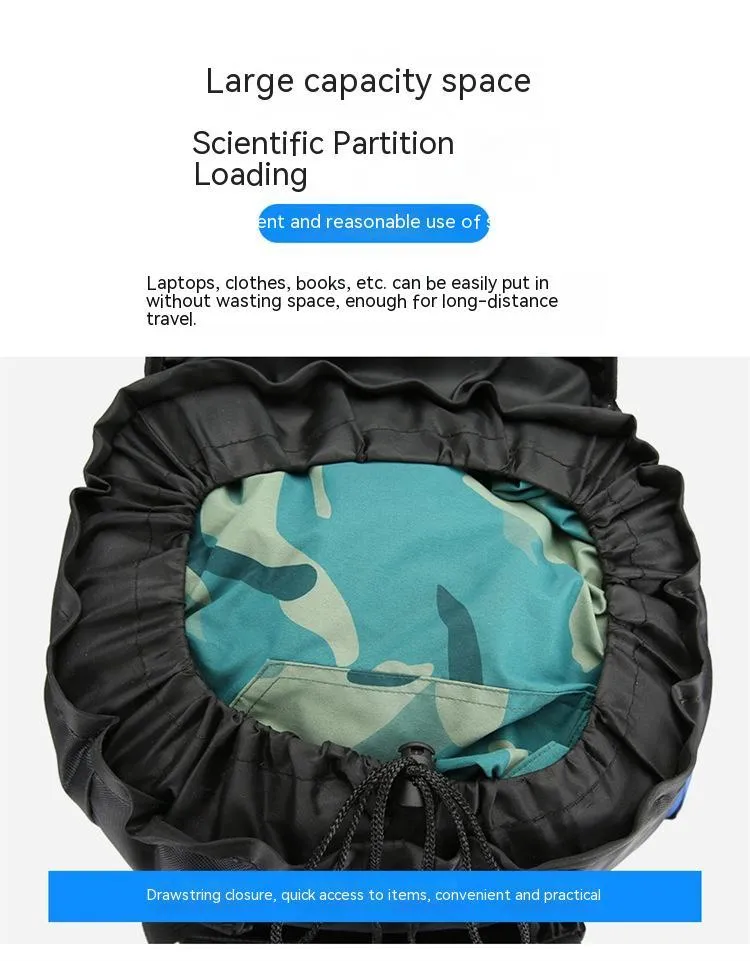 Outdoor hiking backpack for men in water repellent nylon solid colour design