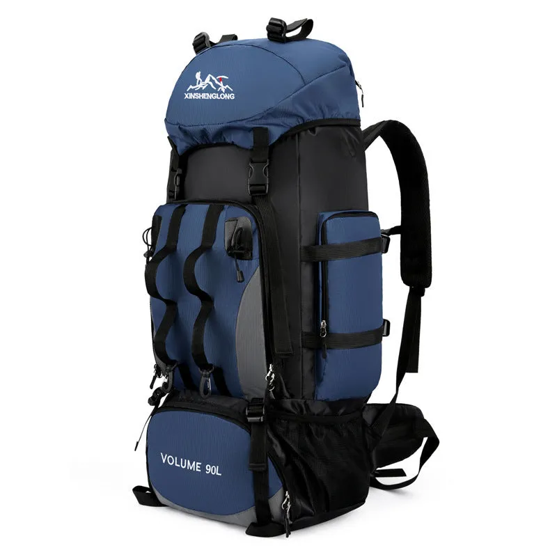 Outdoor hiking backpack for men in water repellent nylon solid colour design