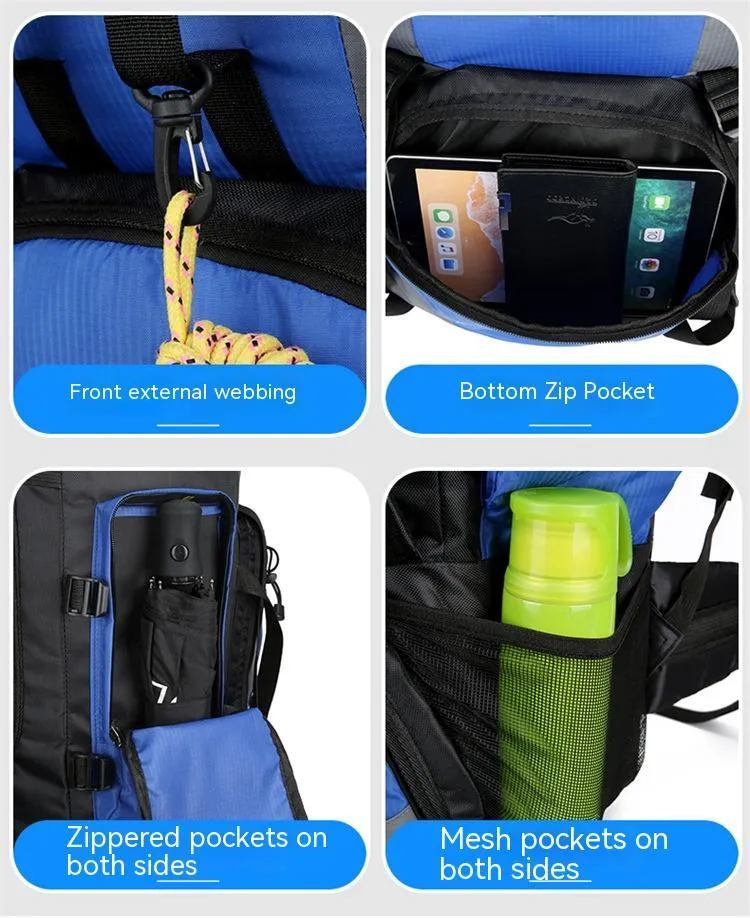 Outdoor hiking backpack for men in water repellent nylon solid colour design