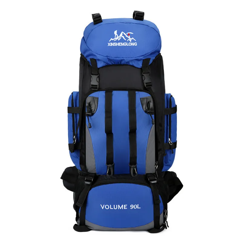 Outdoor hiking backpack for men in water repellent nylon solid colour design