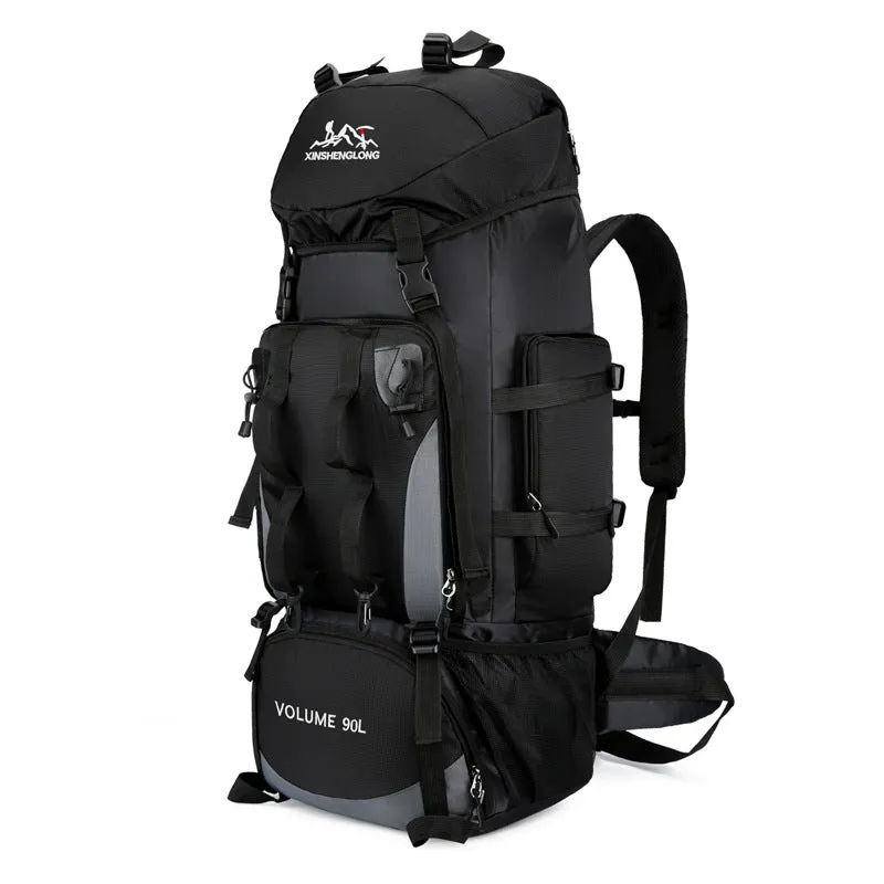 Outdoor hiking backpack for men in water repellent nylon solid colour design