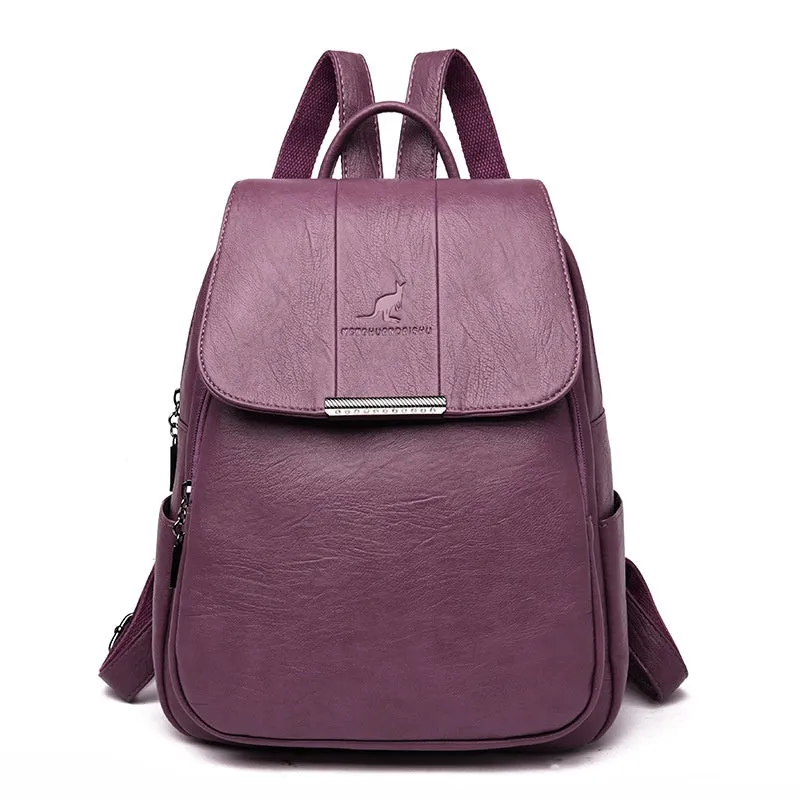 Fashion backpack in PU material with dimensions 30x24x12cm, shown in five colours including Black and Grey