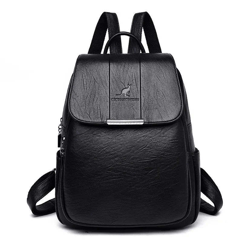 Fashion backpack in PU material with dimensions 30x24x12cm, shown in five colours including Black and Grey