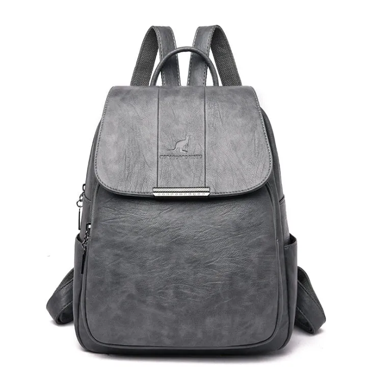 Fashion backpack in PU material with dimensions 30x24x12cm, shown in five colours including Black and Grey