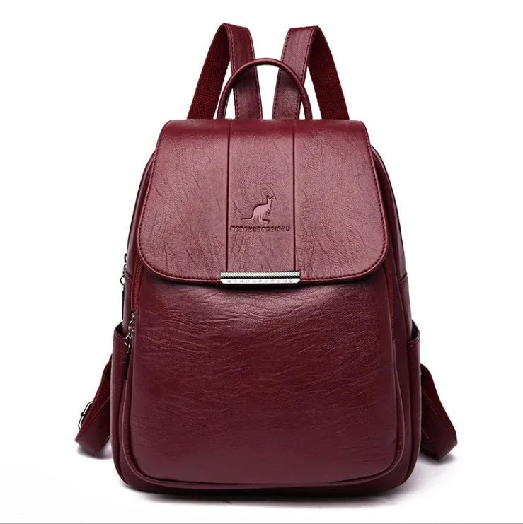Fashion backpack in PU material with dimensions 30x24x12cm, shown in five colours including Black and Grey