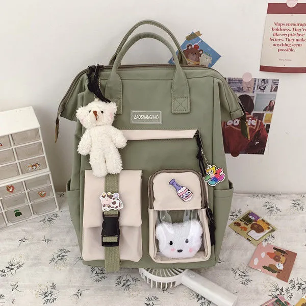 Preppy purple waterproof backpack for women with stitching details, mini size, candy colors