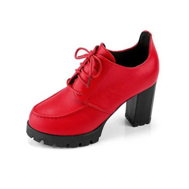 Women's black platform boots with thick heel, PU upper, lace-up front, and round toe