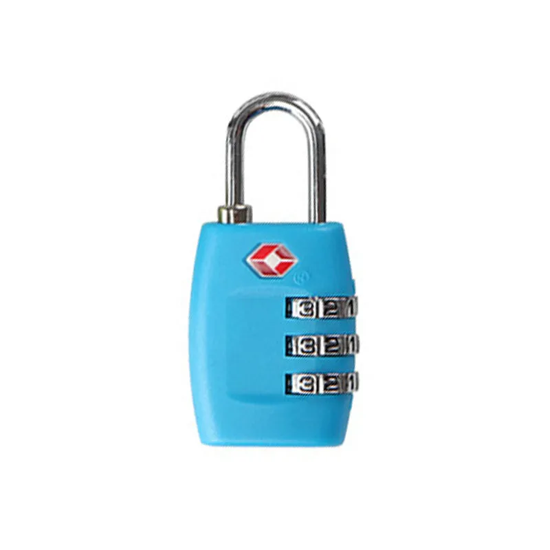 Plastic TSA code lock in red for luggage zippers with 4mm lock rod and 12mm spacing