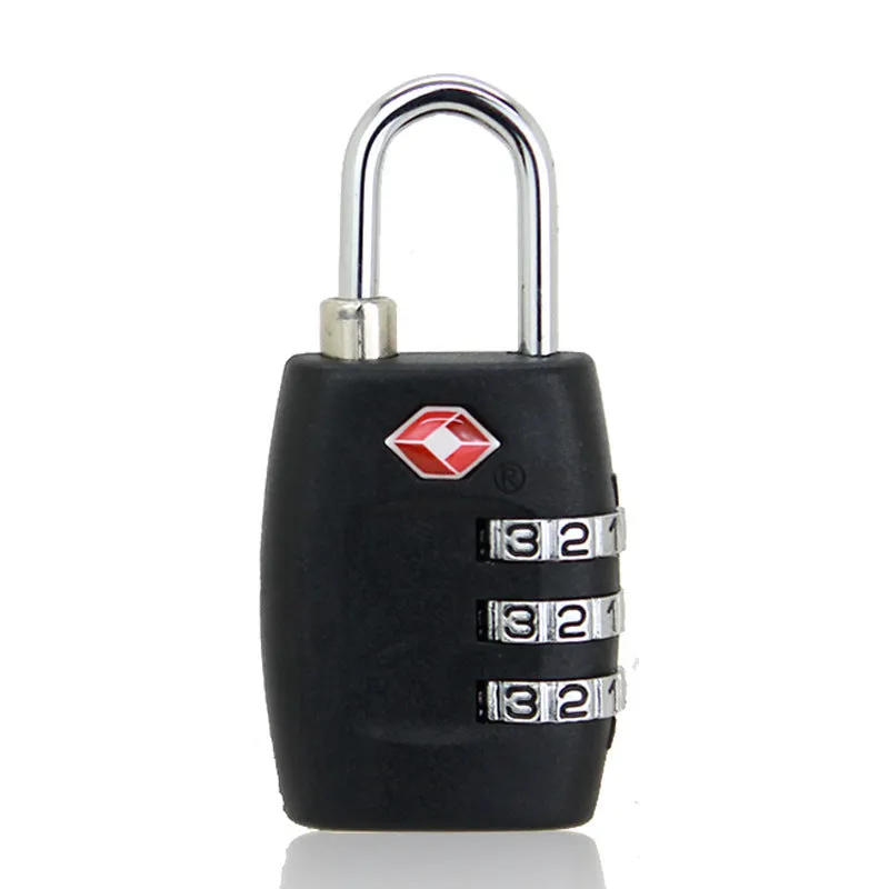 Plastic TSA code lock in red for luggage zippers with 4mm lock rod and 12mm spacing