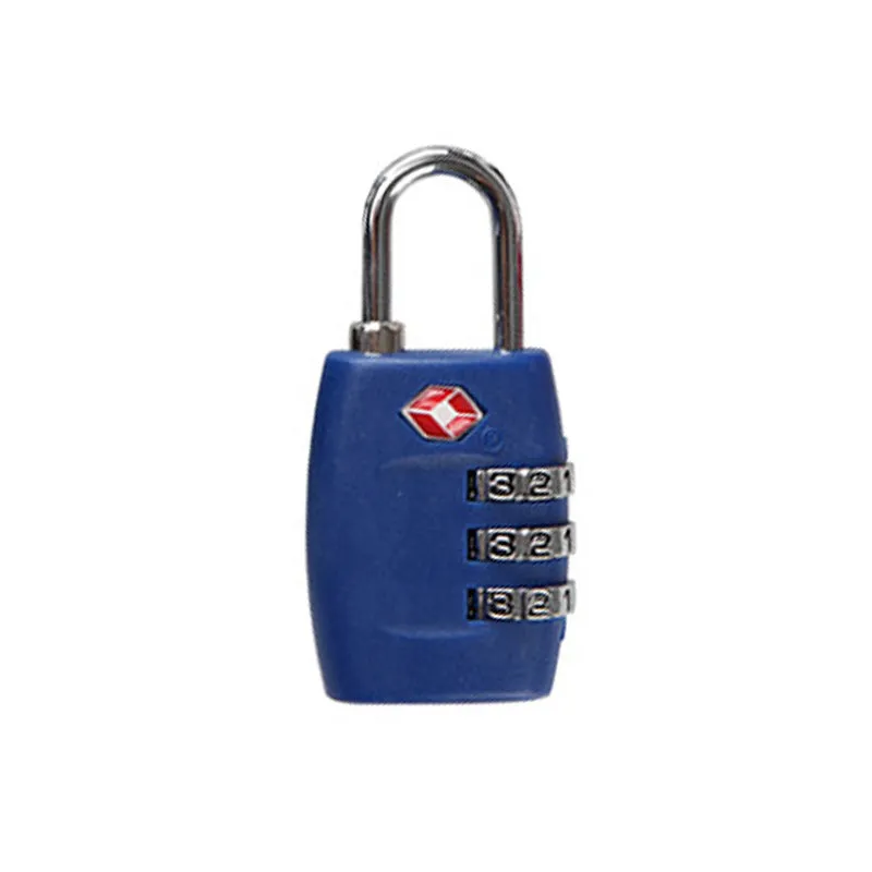 Plastic TSA code lock in red for luggage zippers with 4mm lock rod and 12mm spacing