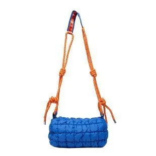 Women's lightweight nylon messenger bag in pillow shape with rhombus pattern